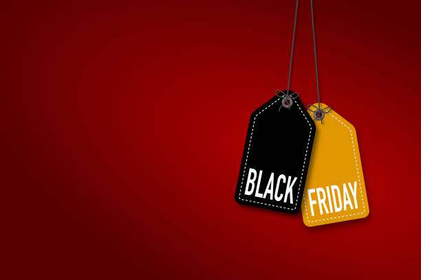 istock black friday sale label on red background. 1284810374