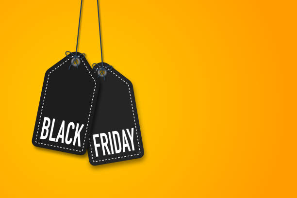 black friday sale label on yellow background.