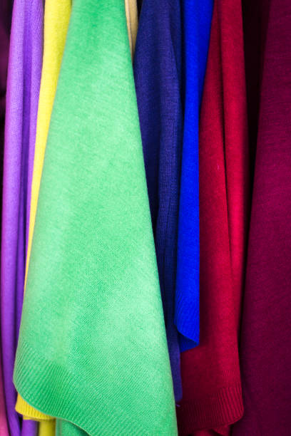 Row of Colorful Cashmere Shawls/Ponchos