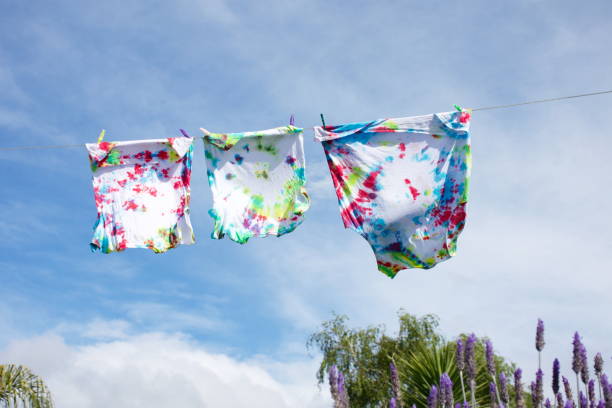 istock Tie Dye T-Shirts on Washing Line 1284811373