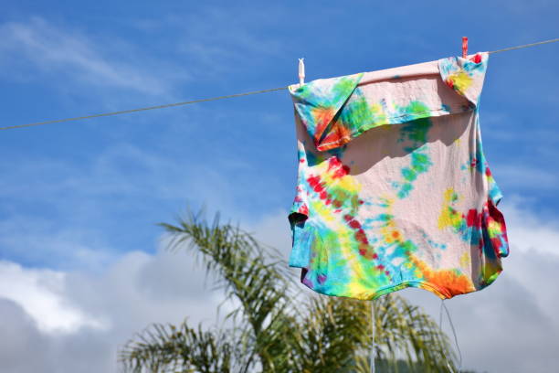 istock Tie Dye T-Shirts on Washing Line 1284811404