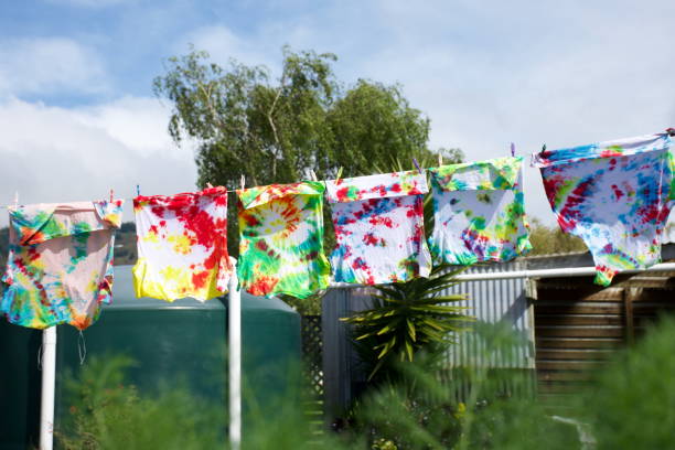 istock Tie Dye T-Shirts on Washing Line 1284815867