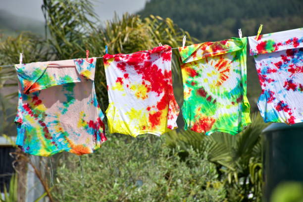 istock Tie Dye T-Shirts on Washing Line 1284816055
