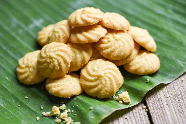 istock breakfast cookies vanilla on banana leaf and wooden background mini cookies biscuits 1284818021