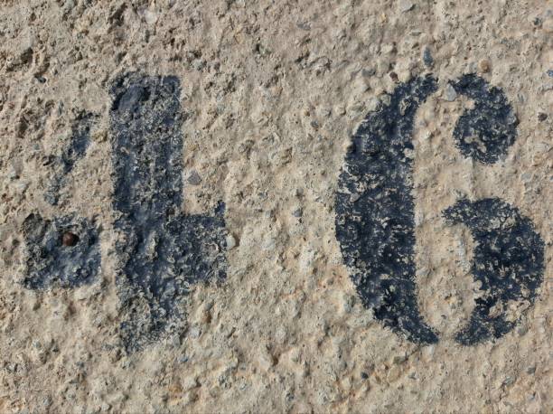 istock number forty six painted stencil on concrete walll, number 46 1284819205