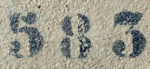 istock number five hundred eighty three painted stencil on concrete walll, number 583 1284819218