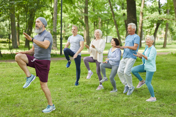 istock Sporty Aged People In Park 1284821095