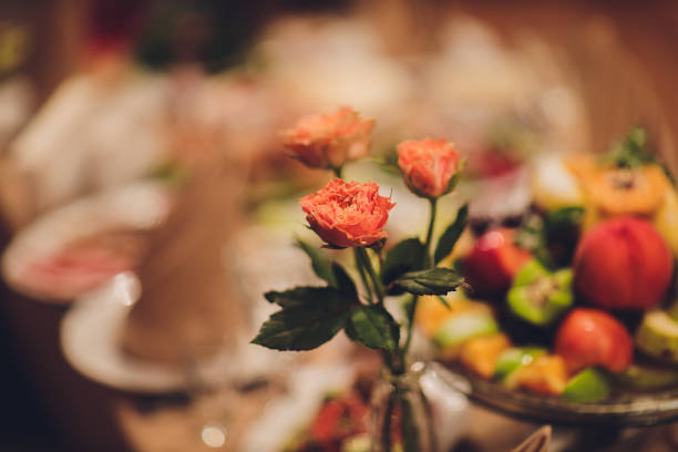 Flowers in a vase. Selective focus.