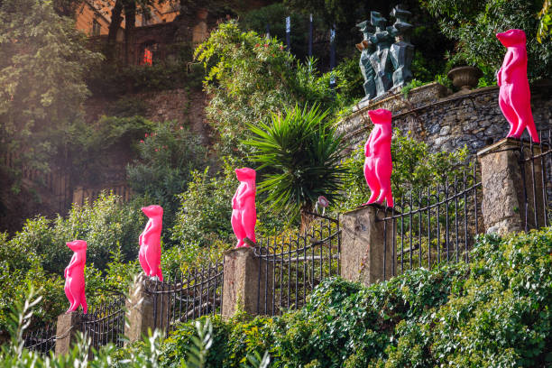 Park Museum Portofino, Italy, September 23, 2015: Outdoor sculpture museum in the village of Portofino on the Italian Riviera portofino stock pictures, royalty-free photos & images