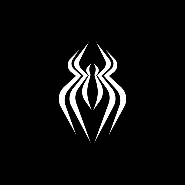 ilustrações de stock, clip art, desenhos animados e ícones de abstract spider vector icon black design isolated background - silhouette spider tarantula backgrounds