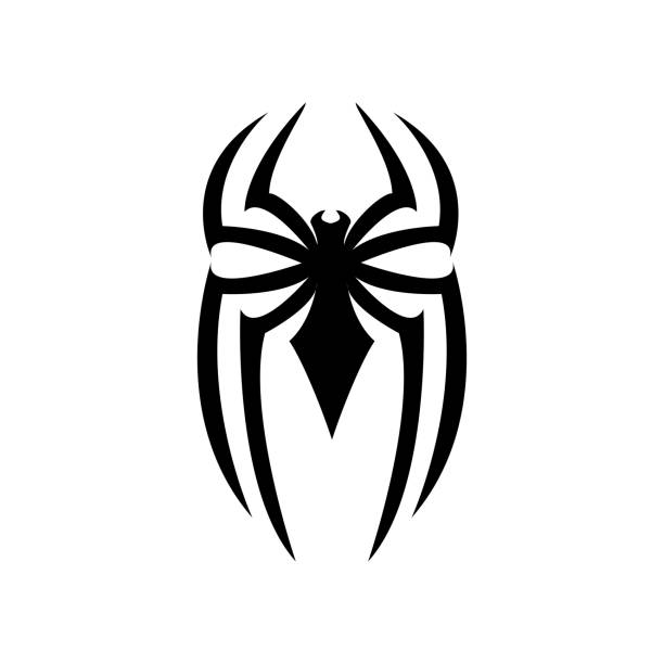 ilustrações de stock, clip art, desenhos animados e ícones de abstract spider vector icon black design isolated background - silhouette spider tarantula backgrounds