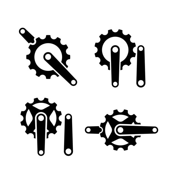 set sammlung kurbel bach zyklus kreative sportfahrrad mit anfangs buchstaben c vektor logo symbol illustration design isolierten hintergrund - kurbel stock-grafiken, -clipart, -cartoons und -symbole