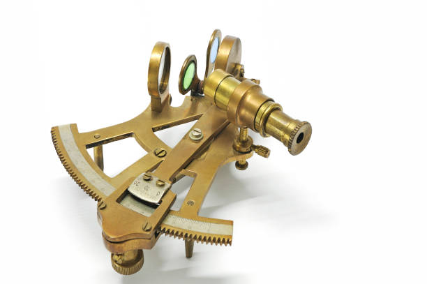 istock Vintage Brass nautical navigation brass sextant on white background-Kalyan 1284843417