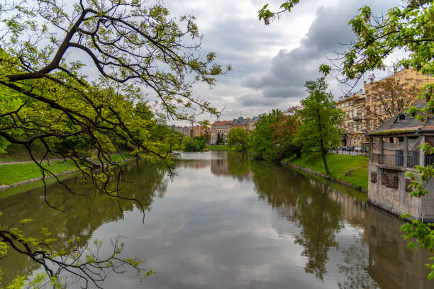 istock Partyzants Hill (Wzgórze Partyzantów) with beautiful parklands and view of the Oder river. 1284844940