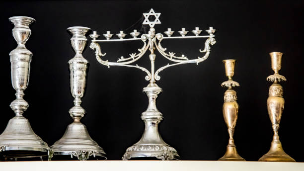 istock Jewish Menorah and Shabbat candle holders. 1284845014