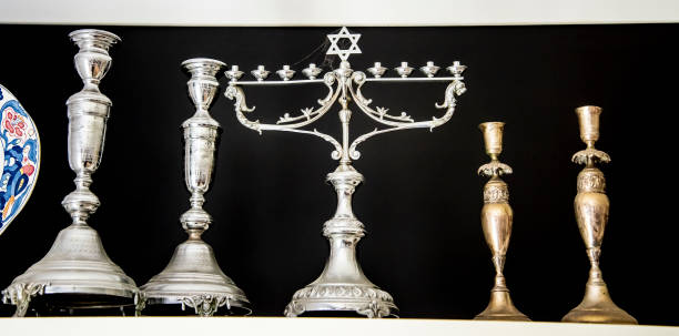 istock Jewish Menorah and Shabbat candle holders. 1284845024