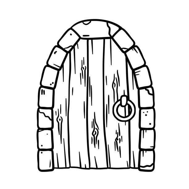 동화 성과 탑의 문. - castle gate stock illustrations