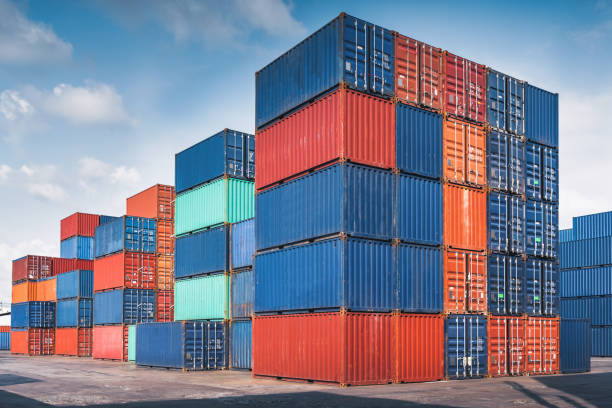 istock Stack of Containers Cargo Ship Import/Export in Harbor Port, Cargo Freight Shipping of Container Logistics Industry. Nautical Transport Distribution Yard, Business Commercial Dock and Transportation. 1284852950