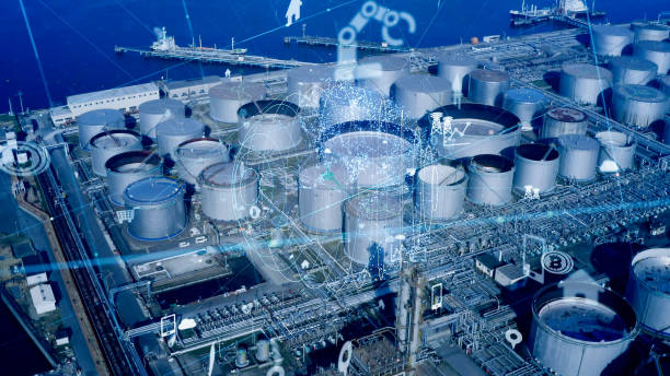 istock Industrial technology concept. Communication network. INDUSTRY 4.0. Factory automation. 1284854468