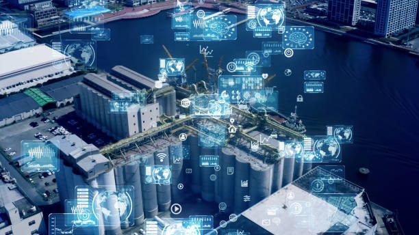 istock Industrial technology concept. Communication network. INDUSTRY 4.0. Factory automation. 1284854473