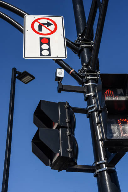 istock Road signs do not turn right on red lights 1284856441