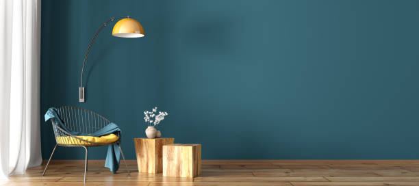 istock Interior with armchair and wooden coffee tables 3d rendering 1284858182