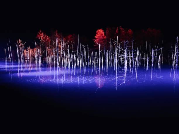 istock Biei Town Blue Pond Illuminated 1284860355