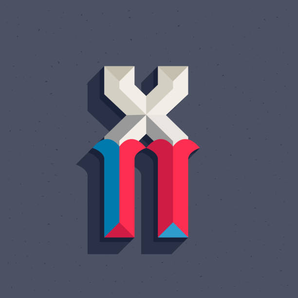 istock X letter logo in faceted old athletic style. 1284861110