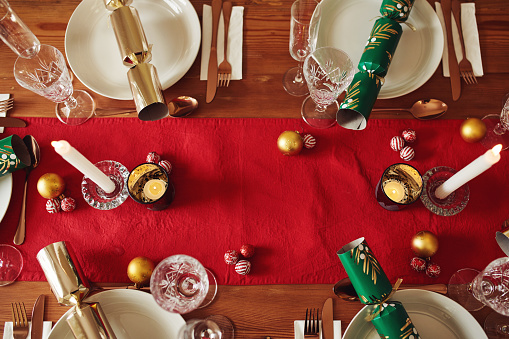 Shot of a place setting on a table at Christmas