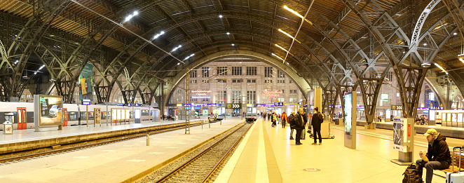 Rail Infrastructure Train Leaving Cologne Railroad Station