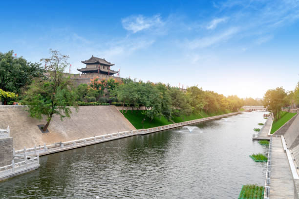 istock Xi'an ancient city wall and moat, China Shaanxi. 1284862851