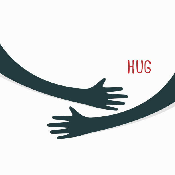Hugging hands. Arm embrace, relationship hugged hands Hugging hands. Arm embrace, relationship hugged hands embracing illustrations stock illustrations