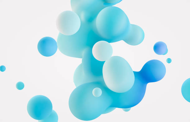istock Abstract 3d art background. Holographic floating liquid blobs, soap bubbles, metaballs. 1284866046