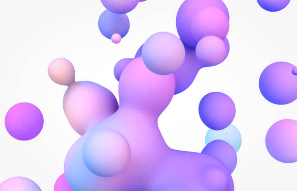 istock Abstract 3d art background. Holographic floating liquid blobs, soap bubbles, metaballs. 1284866051