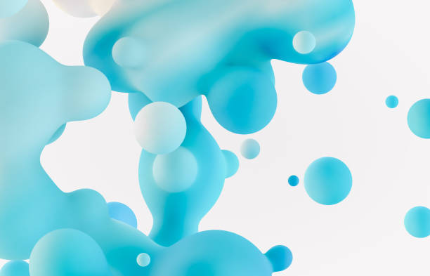 istock Abstract 3d art background. Holographic floating liquid blobs, soap bubbles, metaballs. 1284866063