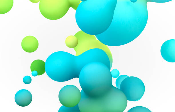 istock Abstract 3d art background. Holographic floating liquid blobs, soap bubbles, metaballs. 1284866080