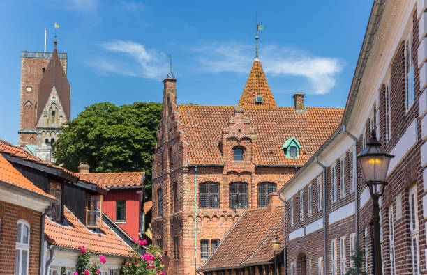 Historic town hall in the old center of Ribe Historic town hall in the old center of Ribe, Denmark ribe town photos stock pictures, royalty-free photos & images