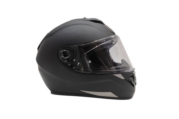 capacete de motocicleta isolado em fundo branco - helmet helmet visor protection black - fotografias e filmes do acervo