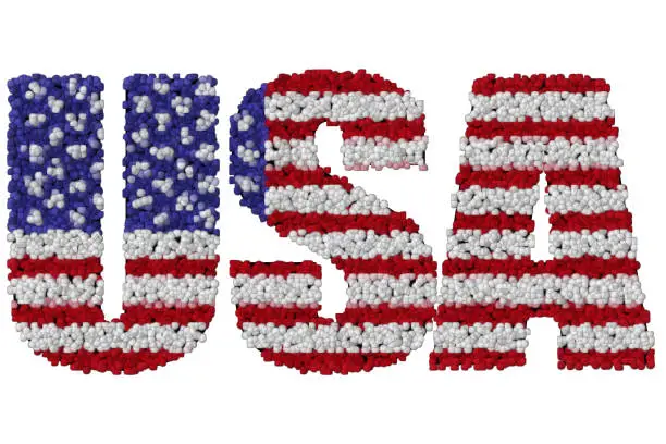 USA flag 3d text