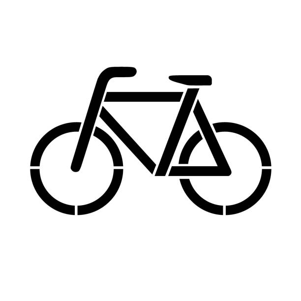 bike silhouette icon vector stencil monochrome silhouette of bike stencil sidewalk icon stock illustrations