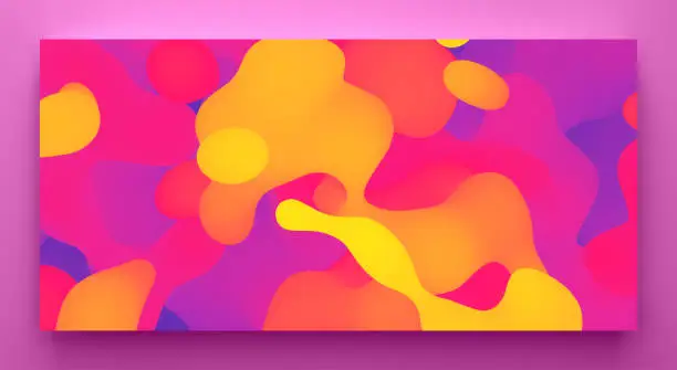 Vector illustration of Background with colorful spots and sprays. Paint splash. Banner made of bright stains. Design for flyer, poster, cover or brochure. 3D vector illustration.