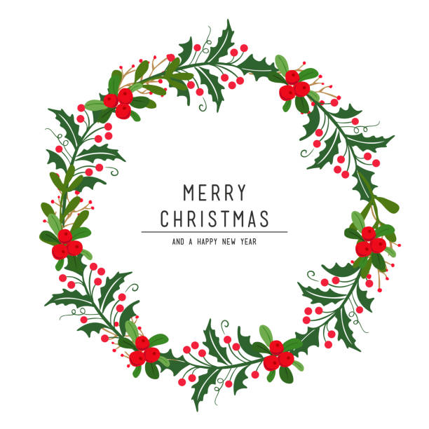 Merry Christmas wreath. Vector illustration Merry Christmas wreath. Vector illustration christmas clipart stock illustrations