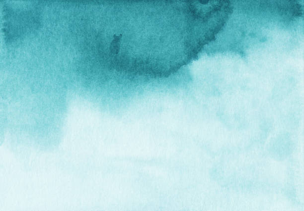 istock Watercolor turquoise and white gradient background texture. Aquarelle liquid abstract blue backdrop. Hand painted 1284873729