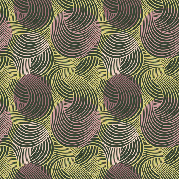 istock Abstract seamless floral pattern created of dense geometric flowers in dark green, yellow and pink. 1284873905