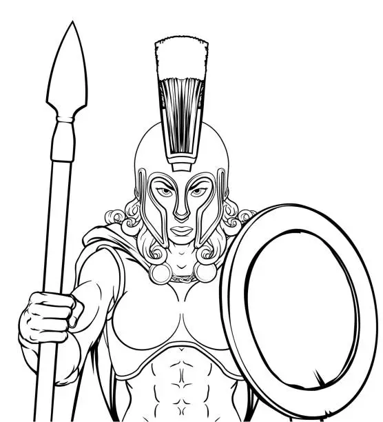 Vector illustration of Spartan Trojan Female Warrior Gladiator Woman