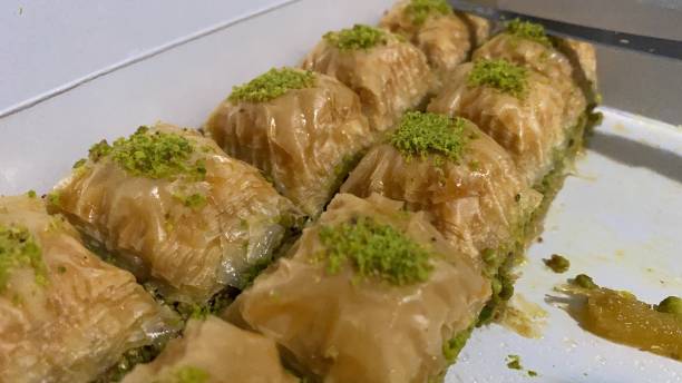 istock Baklava box and two baklava 1284878153