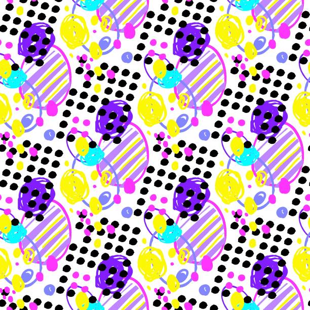 現代の楽しい幾何学的抽象的なスクラブルシームレスなパターン - backgrounds spotted seamless fun点のイラスト素材／クリップアート素材／マンガ素材／アイコン素材
