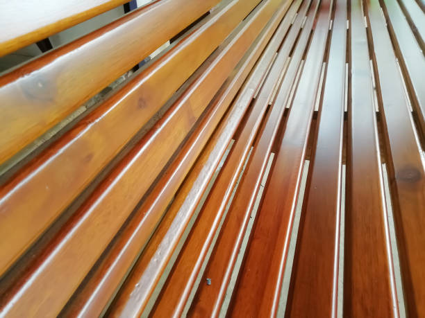 istock Closeup view of wooden design texture works 1284880952