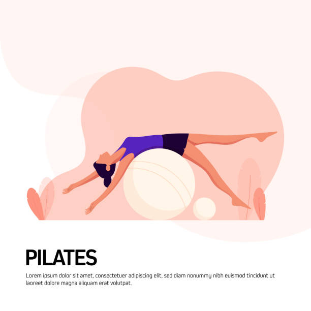 illustrations, cliparts, dessins animés et icônes de fitness et workout concept banner design. illustration vectorielle moderne de modèle plat - muscular build body building abdominal muscle barbell