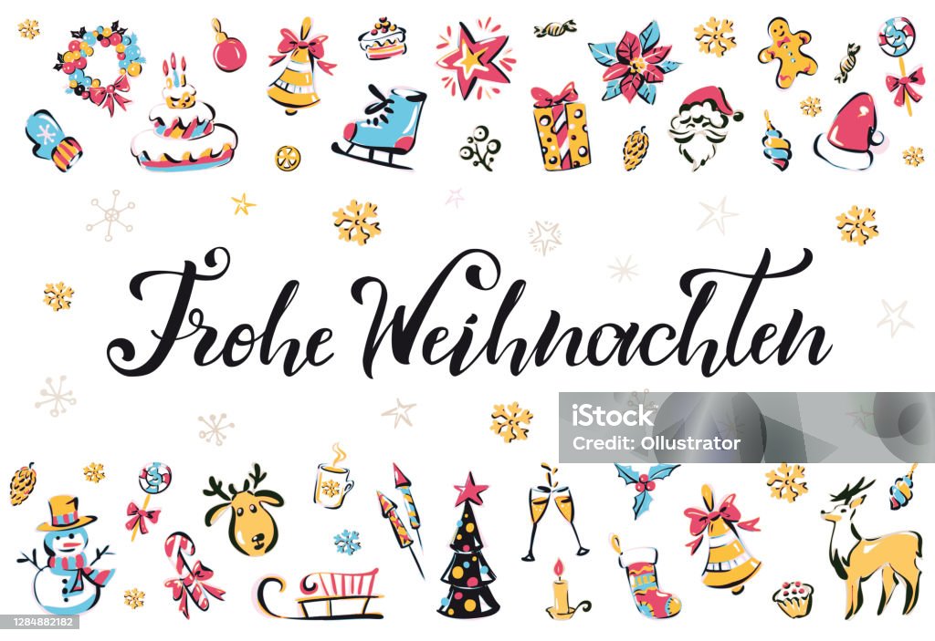 Vetores de Feliz Natal Cartão De Natal Em Inglês e mais imagens de Alemanha  - Alemanha, Cultura Alemã, Língua alemã - iStock